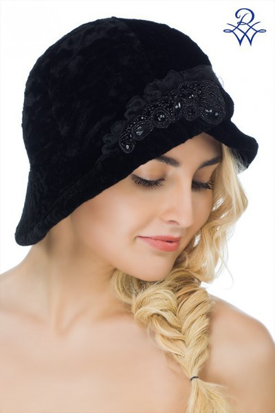 Головной убор меховой женский 1750 шляпа Эмма астраган чёрный