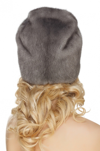 Меховая шапка женская из норки серой модель Колпак 545 норка ирис