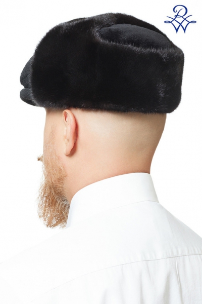 Мужская меховая кепка из норки с ушками модель Ватсон норка стриженная, чёрная