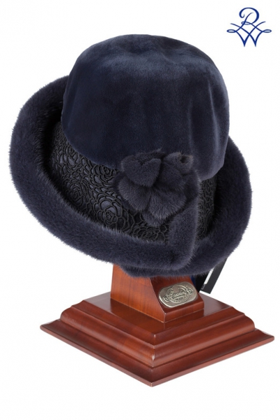 Шляпа меховая женская дизайнерская из серой норки 12002402 модель Шляпка Французский шик