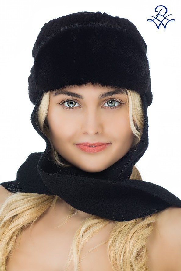 Головной убор меховой 728 шапка Вивьен норка чёрная, шерсть - купить в  Москве по выгодной цене