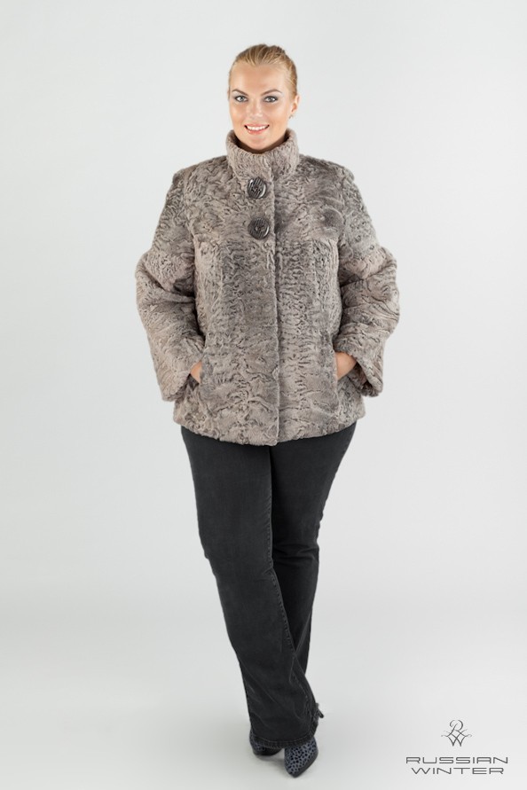 Модная куртка из каракуля женская модель Инна каракуль гулигаз.