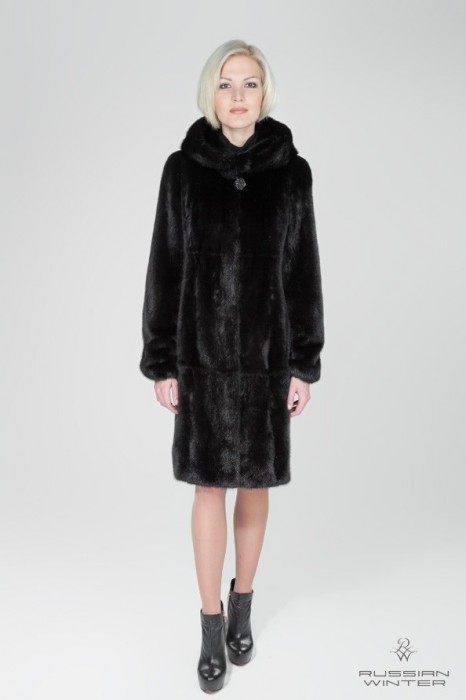 Пальто меховое женское 0906/100 норка чёрная. - купить в Москве по выгодной  цене