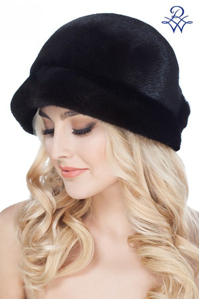 Шляпа меховая женская из норки чёрной 01-Н модель Шляпка норка блэкглама