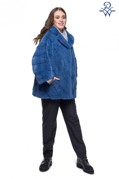 Норковая куртка женская модная модель 289 норка синяя