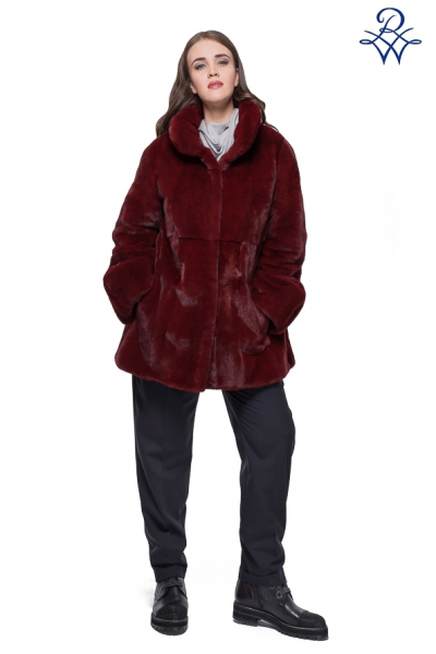 Куртка из скандинавской норки цветной модная модель 217 норка бордо