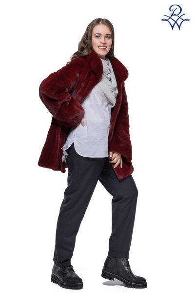 Куртка из скандинавской норки цветной модная модель 217 норка бордо