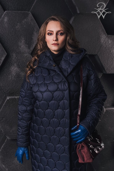 Пальто дизайнерское с капюшоном женское модель Каппа полиэстер, полиамид