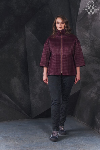 Куртка модная дизайнерская женская модель Инес вишня полиэстер полиамид