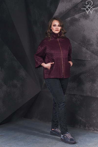 Куртка модная дизайнерская женская модель Инес вишня полиэстер полиамид