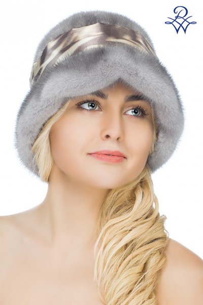 Меховая шляпа из серой норки женская 26002369 модель Шляпка норка сапфир