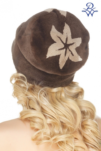Стильная меховая шапка из норки модель Колпак Лилия норка стриженная бежевая