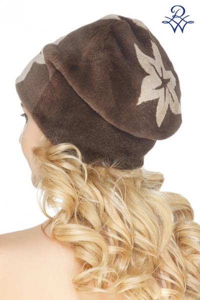 Стильная меховая шапка из норки модель Колпак Лилия норка стриженная бежевая