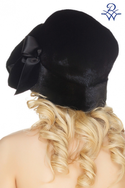 Дизайнерская меховая шляпа из норки с полями модель Фея норка чёрная
