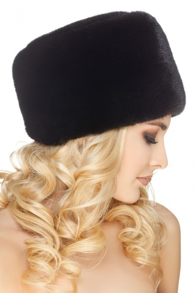 Женская шапка папаха норковая чёрная БЛЭКГЛАМА модель Папаха Д