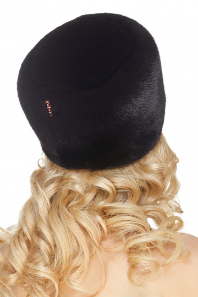 Женская шапка папаха норковая чёрная БЛЭКГЛАМА модель Папаха Д