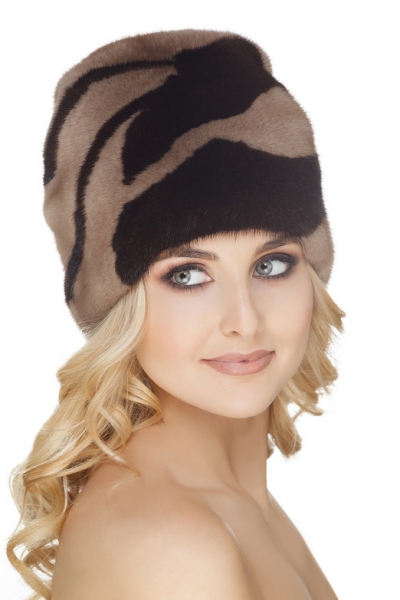Норковая шапка женская меховая модель Колпак 545 норка махагон, пастель