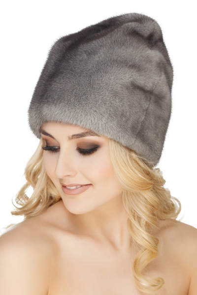 Меховая шапка женская из норки серой модель Колпак 545 норка ирис