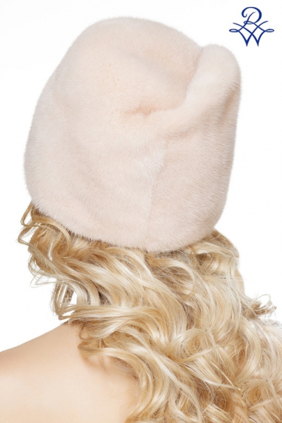 Меховая женская норковая шапка цветная светлая шляпа 122.051 норка бежевая