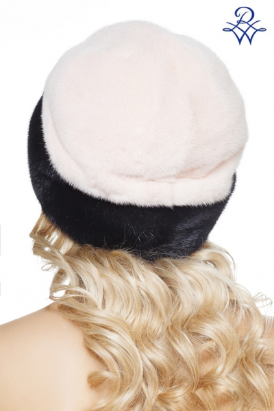 Женский норквая шапки 251.01.051 норка чёрная, розовая