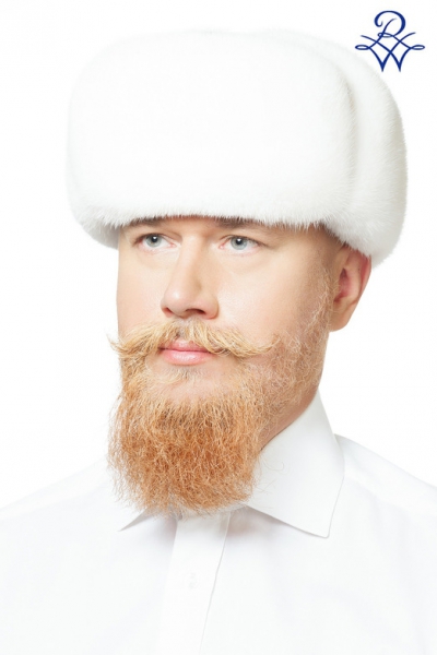Норковая шапка мужская Классик норка белая, блэк кросс стриженная