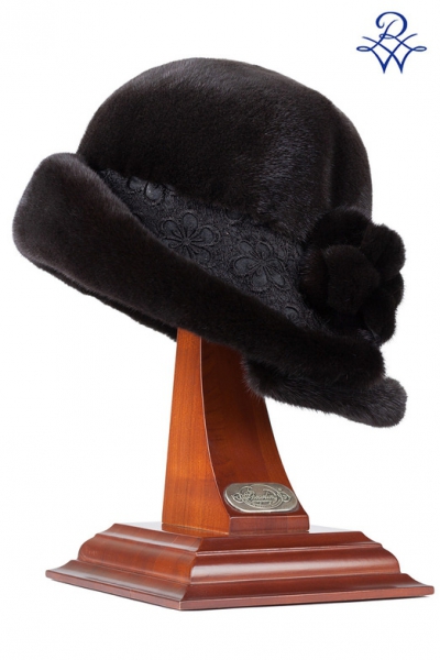 Шляпа меховая женская дизайнерская из серой норки 12002402 модель Шляпка Французский шик