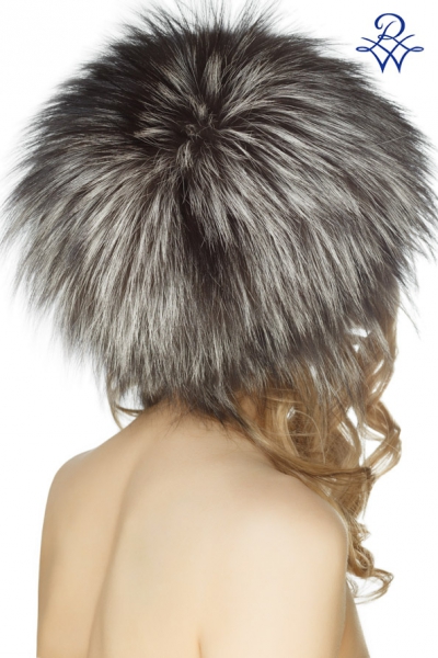 Шапка меховая женская из чернобурки 40622650 шапка модель Окна лиса серебристо-чёрная