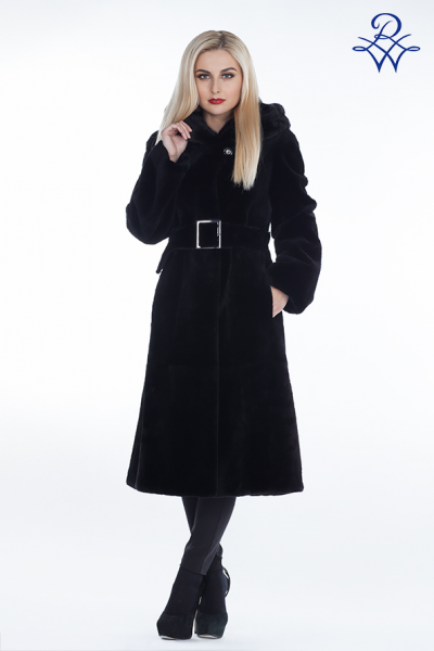 Пальто меховое женское ПР-3 бобр, норка чёрная