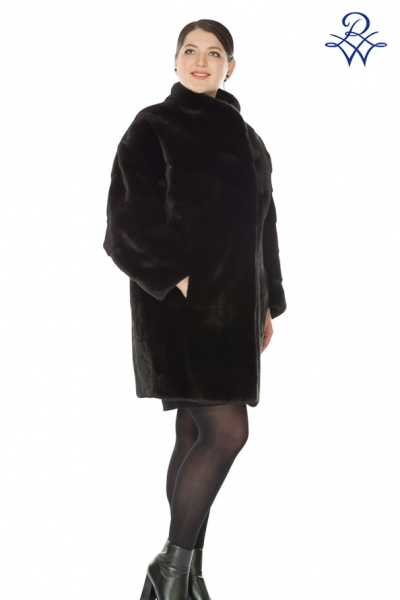 Шуба меховая женская из норки канадской чёрная модель 224 норка BLACK NAFA