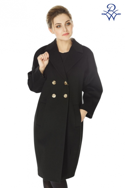 Пальто женское С5137 мембрана, шерсть чёрное