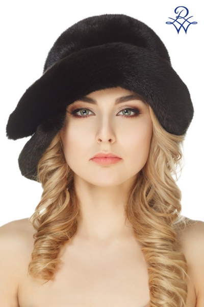 Шляпа меховая женская дизайнерская из норки 12002402 модель Шляпка Французский шик