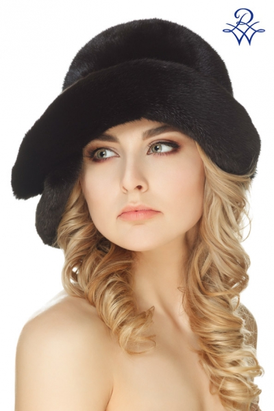 Шляпа меховая женская дизайнерская из норки 12002402 модель Шляпка Французский шик